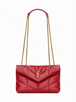 Saint Laurent Toy Puffer In Lambskin Red