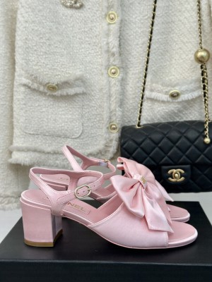 Chanel Satin 6cm Bow Sandals G45812 Pink 2024