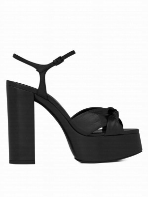 Saint Laurent Women's Bianca Platform Sandals In Smooth Leather Black