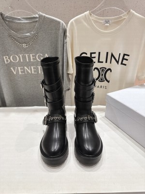 Christian Dior D-Fight Ankle Boot Black Calfskin and Leather-Effect Stretch Material
