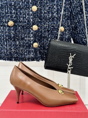 Valentino Vlogo Calfskin 75mm Pump Brown