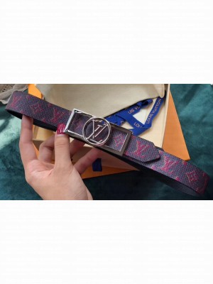 Louis Vuitton Width 3cm Square Circle LV Belt Red/Silver