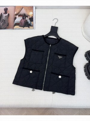 Prada Women's Quilted Light Re-Nylon Vest Black