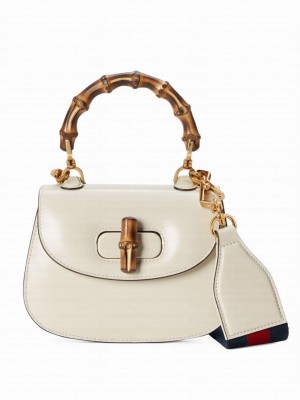 Gucci Mini Top Handle Bag With Bamboo 686864 Cream