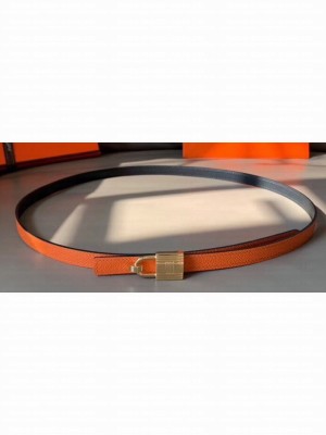 Hermes Width 1.3cm Romance Reversible Leather Belt Black/Orange