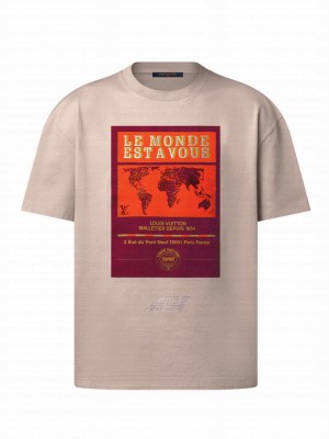 Louis Vuitton Women's Embellished Graphic Cotton T-Shirt Henna