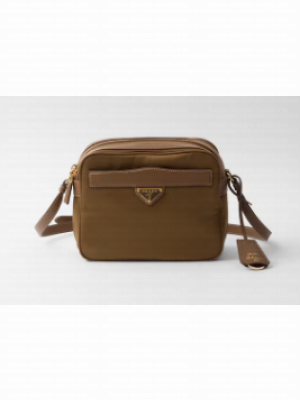 Prada Re-Nylon and brushed leather shoulder bag 1BH218 Apricot