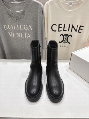 The Row Calfskin Ankle Boots Black