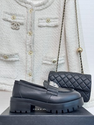 Chanel Lambskin Heel Loafers 5.5cm with Framed CC 2023 016
