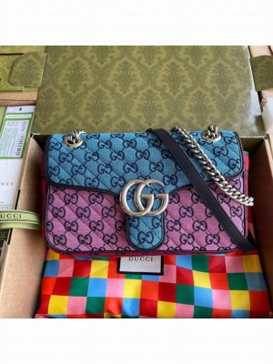 Gucci GG Marmont multicolor small shoulder bag 443497 Pink&blue&green&red