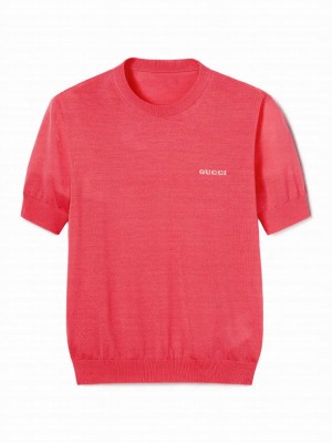 Gucci Women's Cashmere Silk Short Sleeve Top Pink