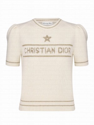 Christian Dior Women's Short-Sleeved Sweater Cream