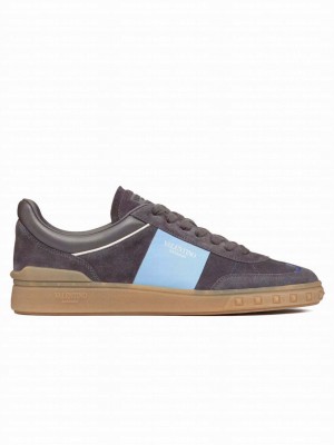 Valentino Unisex Upvillage Low Top Sneaker In Split Leather And Calfskin Nappa Leather Black