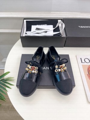 Chanel Calfskin & Grosgrain 3.5cm Lace-up Loafer