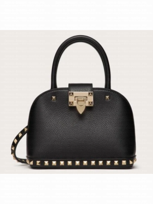 VALENTINO ROCKSTUD small grained calfskin handbag WB0Q69 black
