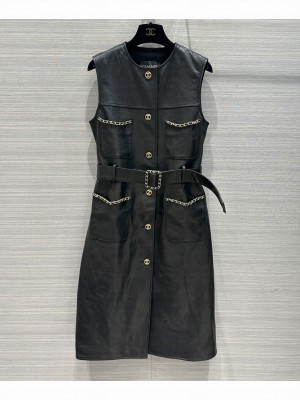 Chanel Women's Leather Dress Black