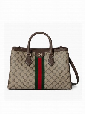 Gucci Ophidia Medium Tote Bag Dark Coffee