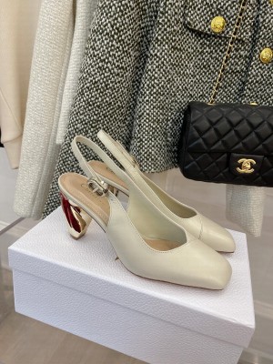 Dior Rhodes Calfskin Slingback Pumps White 2022 Collection