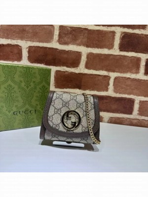 Gucci Blondie card case wallet GG Supreme canvas 725219 brown
