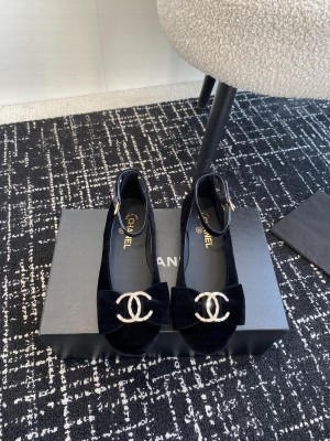 Chanel Velvet, Strass & Metal Black G46022 MARY JANES Flat