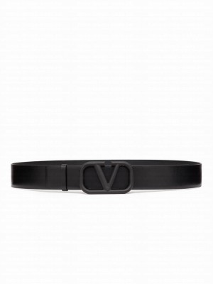 Valentino Vlogo Signature Calfskin Belt 40mm Black