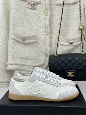 Chanel Calfskin & Suede G45996 White Sneakers 2024 