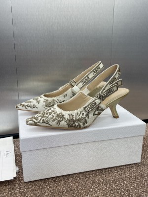 Dior J'Adior Slingback Pump White and Gold-Tone Millefiori Jacquard heel 6.5cm 2025