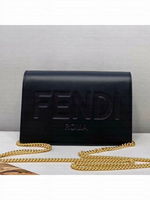 Fendi Leather Wallet on Chain Mini Bag Black  2021 Collection
