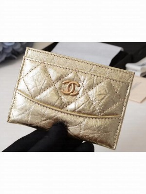 Chanel Aged Calfskin Gabrielle Card Holder A84386 Gold