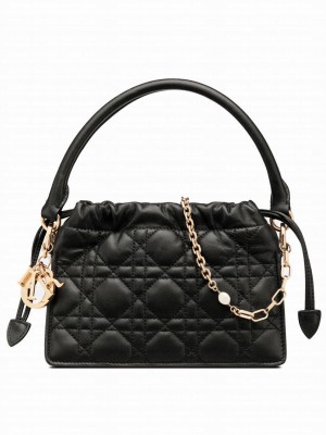 Dior Lady Dior Top Handle Drawstring Mini Bag S0981 Black