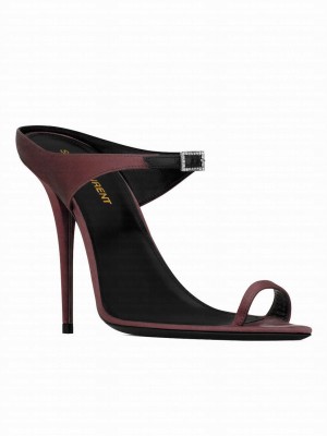 Saint Laurent Women's Dive Mules In Crepe Satin Mauve