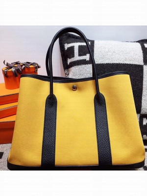 Hermes Canvas Garden Party 36 Bag Yellow/Black