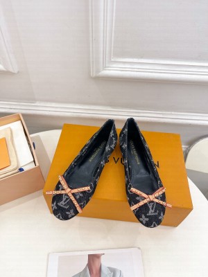 Louis Vuitton 1ACK97 New LV Remix Nina Flat Ballerina Monogram denim Black