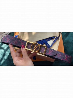 Louis Vuitton Width 3cm Square Circle LV Belt Red/Gold