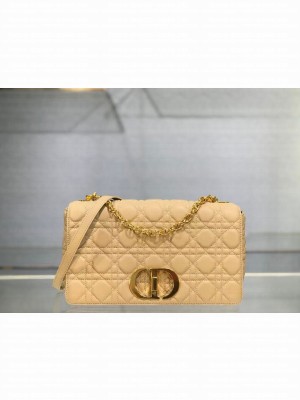LARGE DIOR CARO BAG Soft Cannage Calfskin M9243U apricot