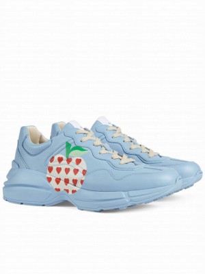 Gucci Unisex Rhyton Series Heart Apple Sneakers Blue