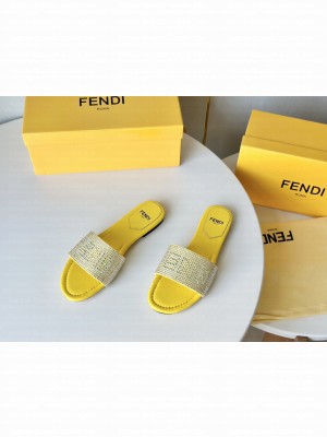 Fendi Signature Yellow-colored leather slides