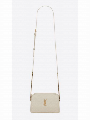 SAINT LAUREN GABY ZIPPED POUCH IN QUILTED LAMBSKIN 7336671 BLANC VINTAGE