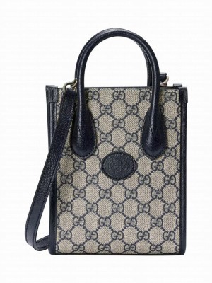 Gucci Mini Tote Bag With Interlocking G 671623 Dark Blue