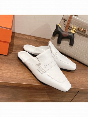 Hermes Perforated H Eloge Mule White 2022 Collection