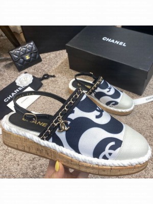 Chanel Slingback Print Canvas Espadrilles White Spring/Summer 2021 Collection