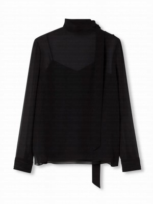 Gucci Women's Silk Georgette Top Black