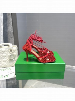 BOTTEGA VENETA MIRROR STRETCH SANDALS RED 2022 COLLECTION