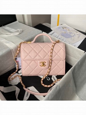 Chanel SMALL FLAP BAG WITH TOP HANDLE AS4957 PINK