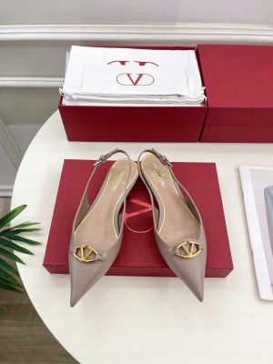 Valentino Garavani The Bold Edition Vlogo Slingback Ballerina In Gray Calfskin 2025