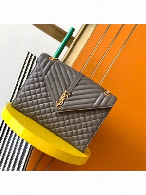 SAINT LAUREN ENVELOPE LARGE BAG IN MIX MATELASSE GRAIN DE POUDRE EMBOSSED LEATHER 600166 gray