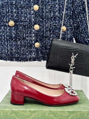 Gucci Logo Embellished 35mm Ballet Flats Burgundy