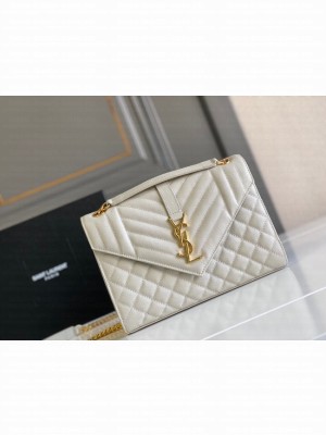 Yves Saint Laurent Calfskin Leather 487206 white&gold