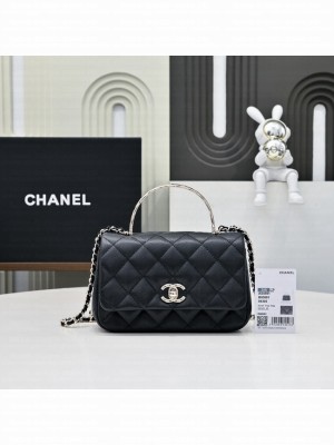 Chanel MINI FLAP BAG CLUTCH WITH CHAIN Gold-Tone Metal AS4591 black