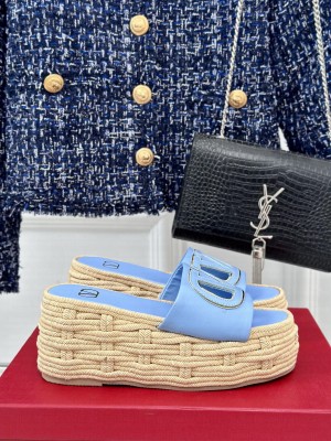 Valentino Garavani VLogo Cutout Sandals Blue